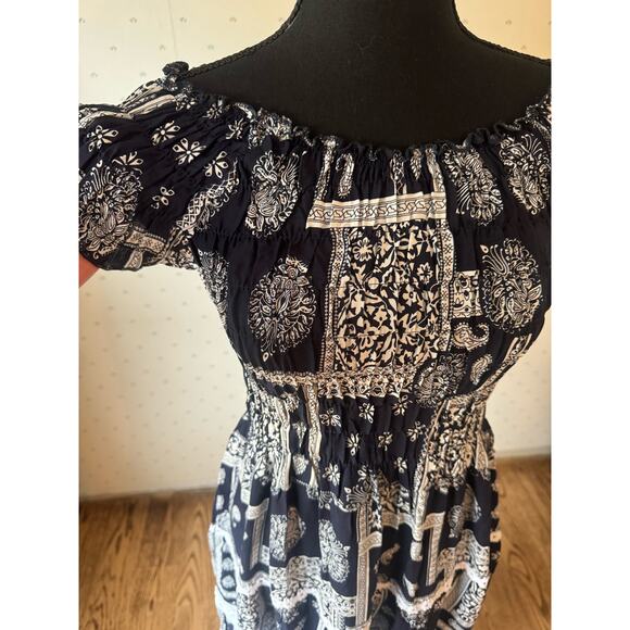 EUROPEAN BRAND NWT Navy White Maxi Dress Size S-M - Picture 3 of 7